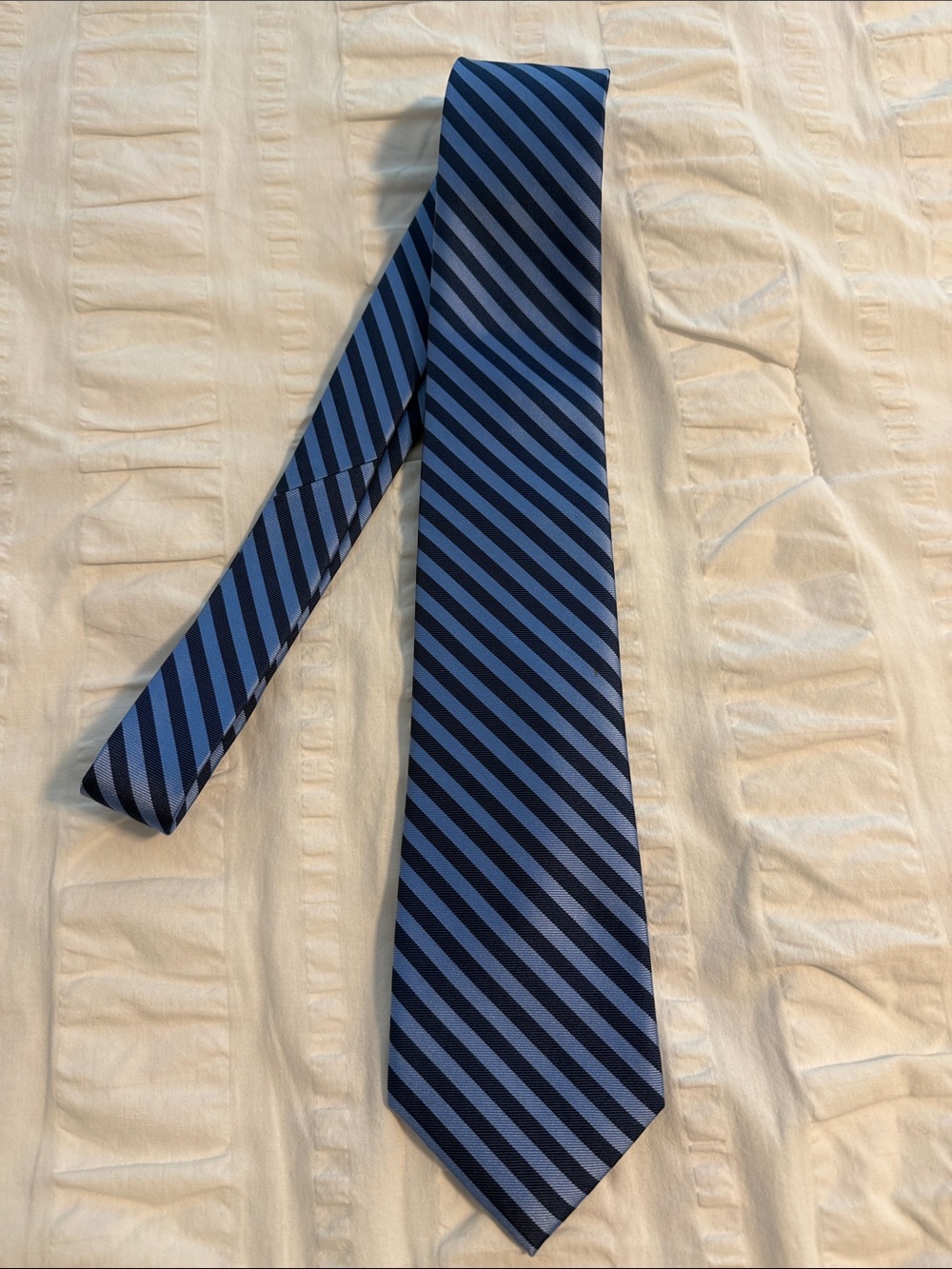 Classic Blue Silk Striped Men's Tie - Navy and Royal Blue